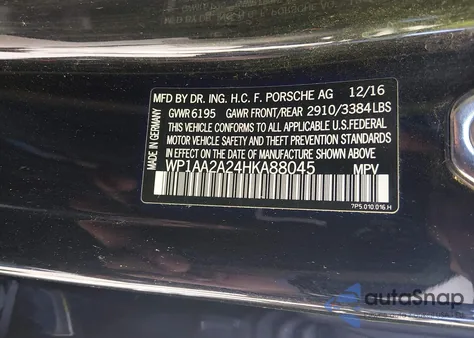 2017 Porsche Cayenne Platinum Edition из США, поврежденный, VIN WP1AA2A24HKA88045